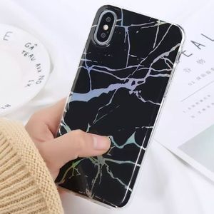 Black Metallic/Holographic Marble iPhone Case